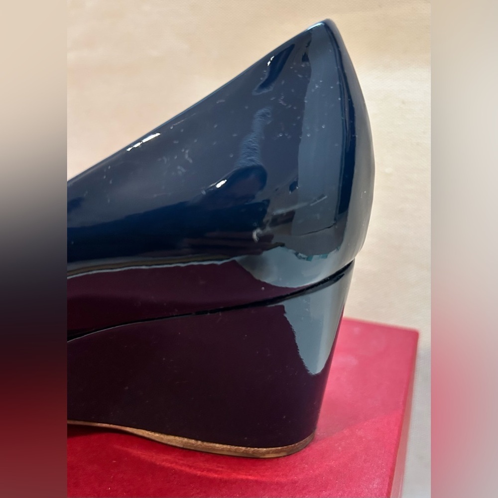 Salvatore Ferragamo Dark Blue Patent Wedges - Picture 5 of 6